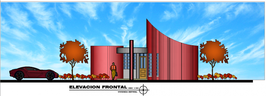 Exterior 3d model of bungalow in AutoCAD 3d modeling.