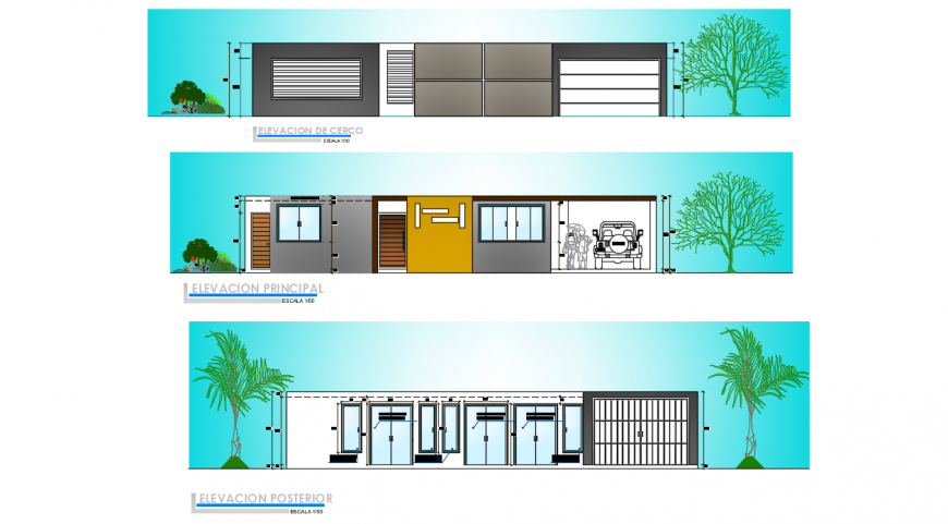 Exterior concept of building design dwg file