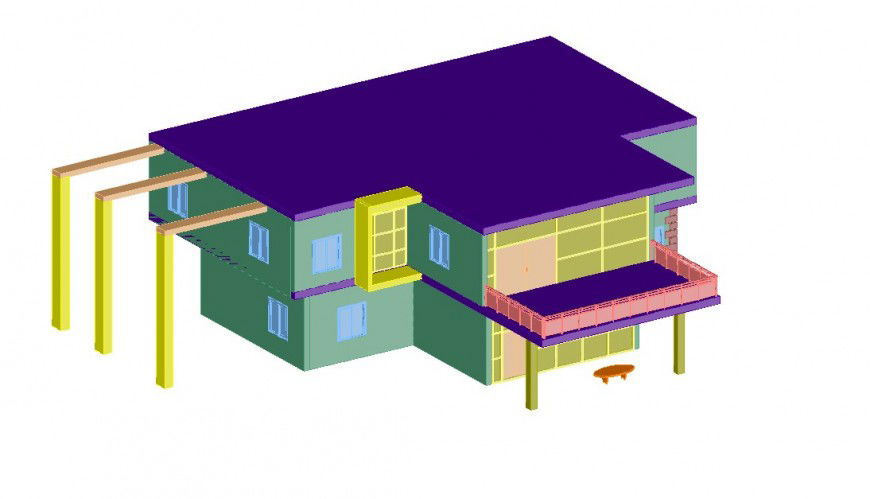 Exterior facade  3d model elevation dwg file