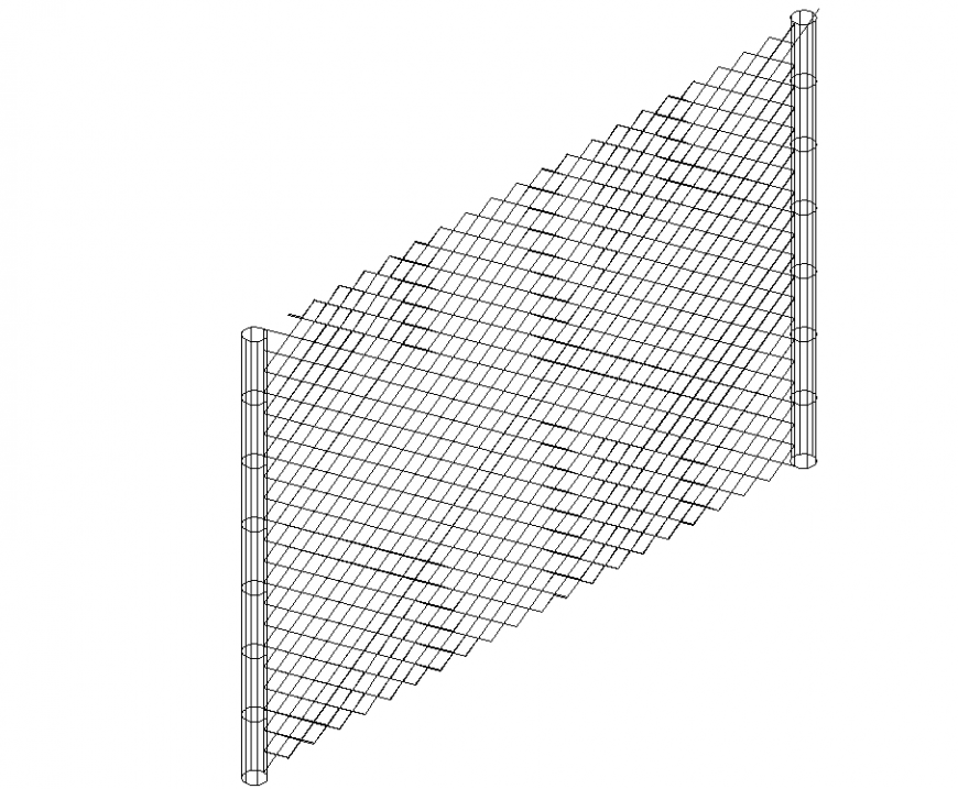 Exterior metal net 3d model in dwg AutoCAD file.