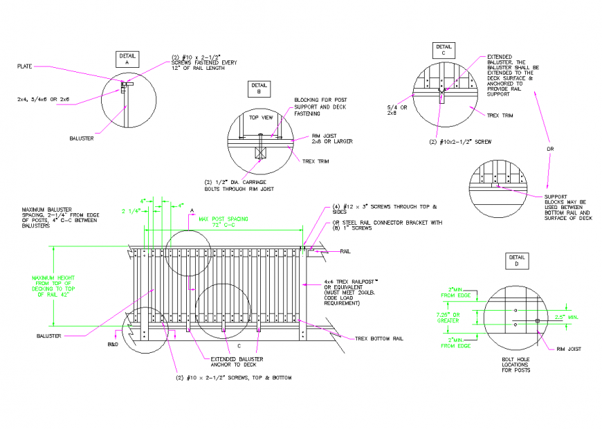 Exterior post raised rail plan layout file