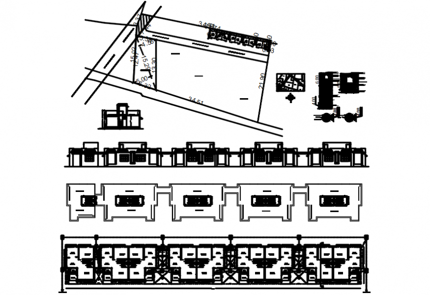 Exterior view pf villa and its top view furniture plan
