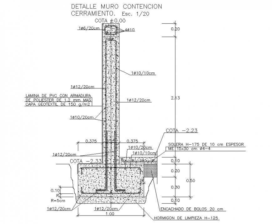 Exterior wall detail drawing in dwg AutoCAD file.