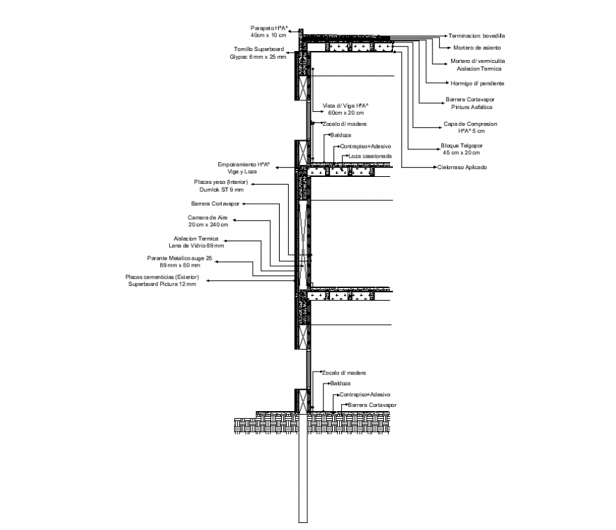Exterior wall facade cross section detail layout file