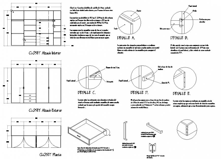 External raised closet plans plan and section dwg file