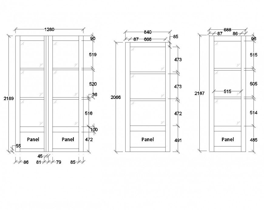 External wood and glass doors dwg file