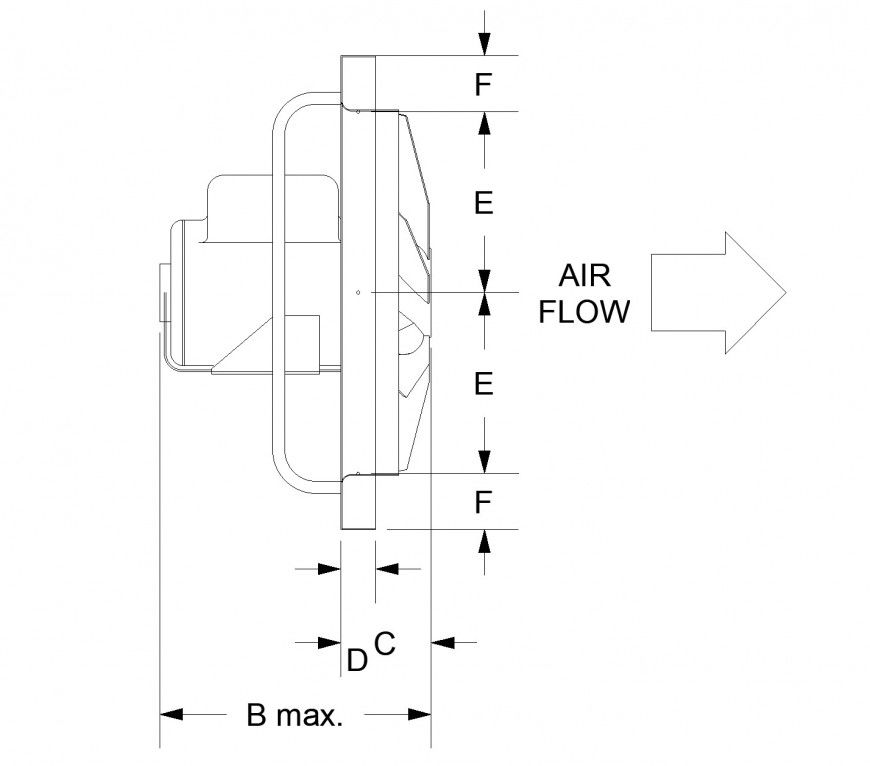 Extraction Fan plan autocad file
