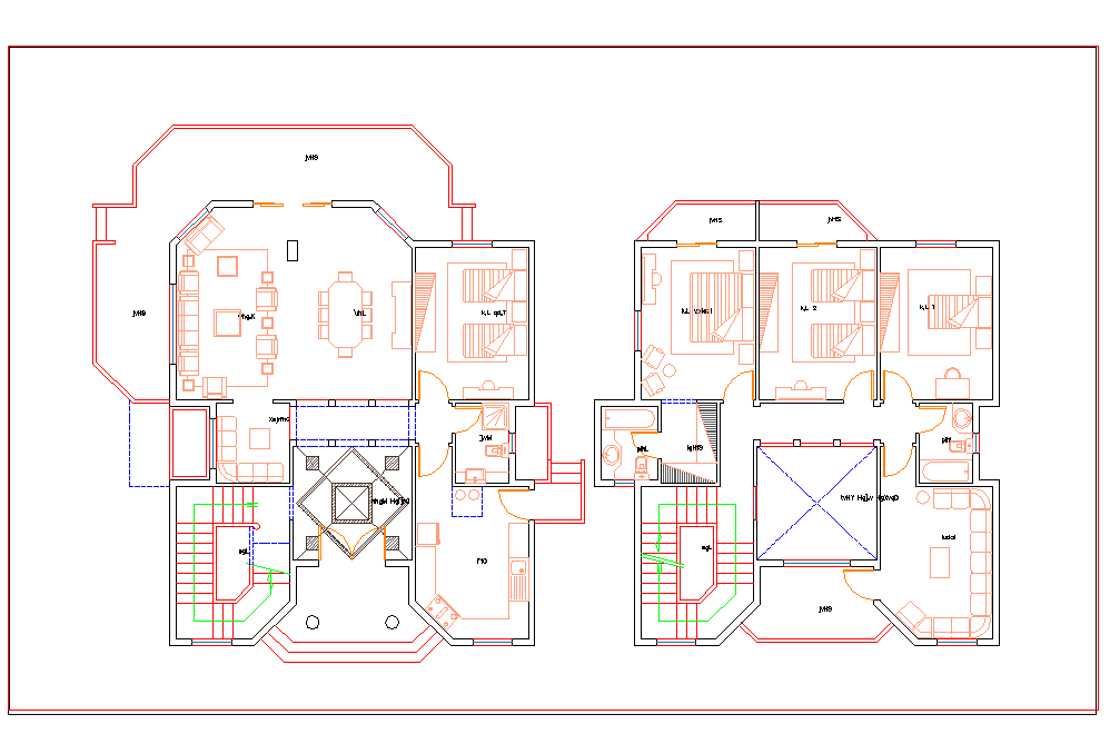 Layout plan of villa AutoCAD DWG with detailed architecture and design