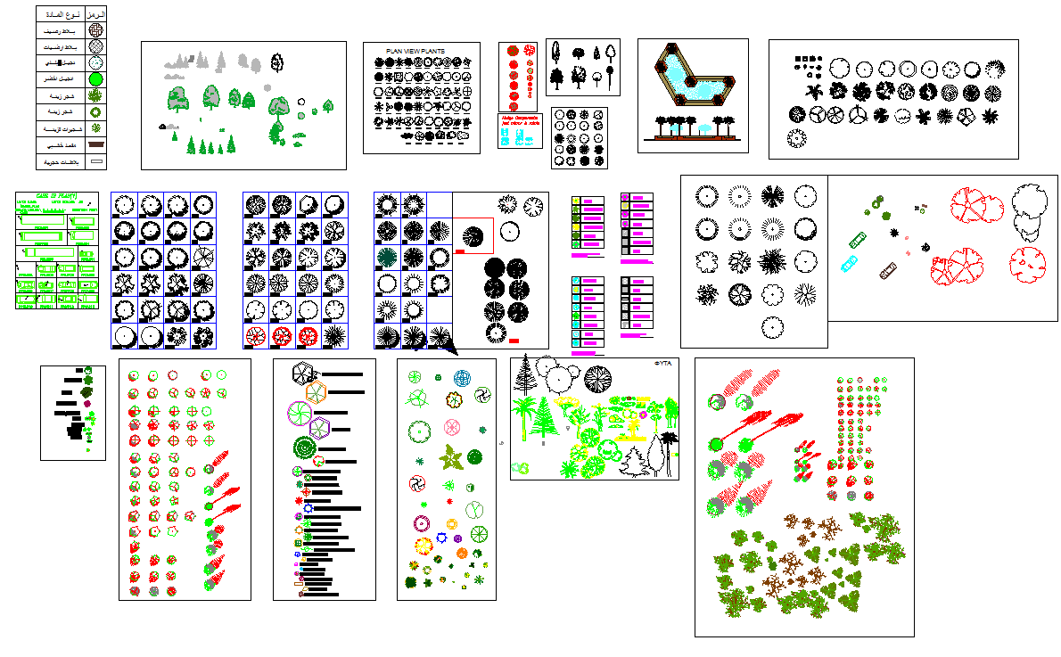 AutoCAD Blocks DWG File with Trees Plants and Landscape Symbols