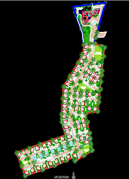 Town Plan CAD Drawing with Rendered Master Layout and Township Design