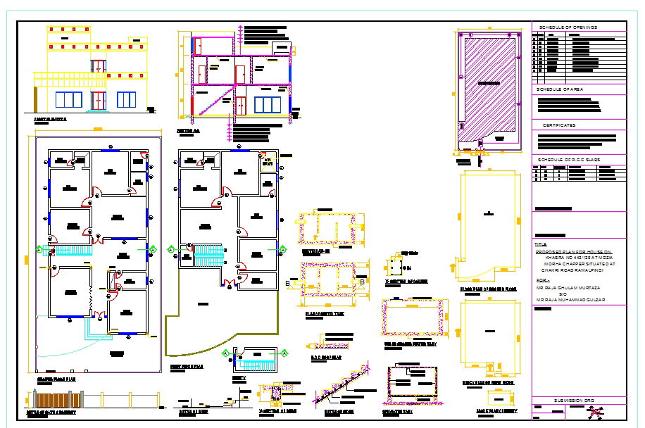 Residential Home AutoCAD DWG with Floor Plan Elevation and Sections