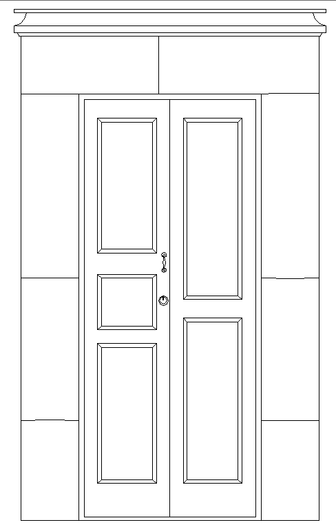 Door design DWG with classic double panel layout frame and molding