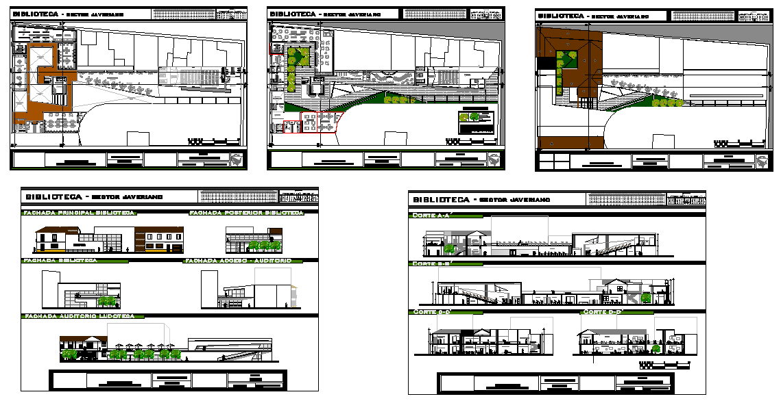 school library Autocad drawing file