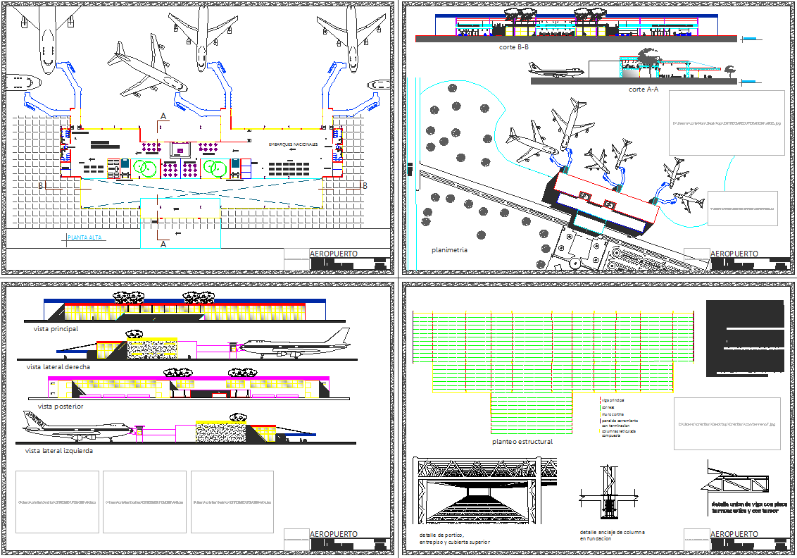 AutoCAD Airport Terminal DWG with Plans, Sections, and Elevations