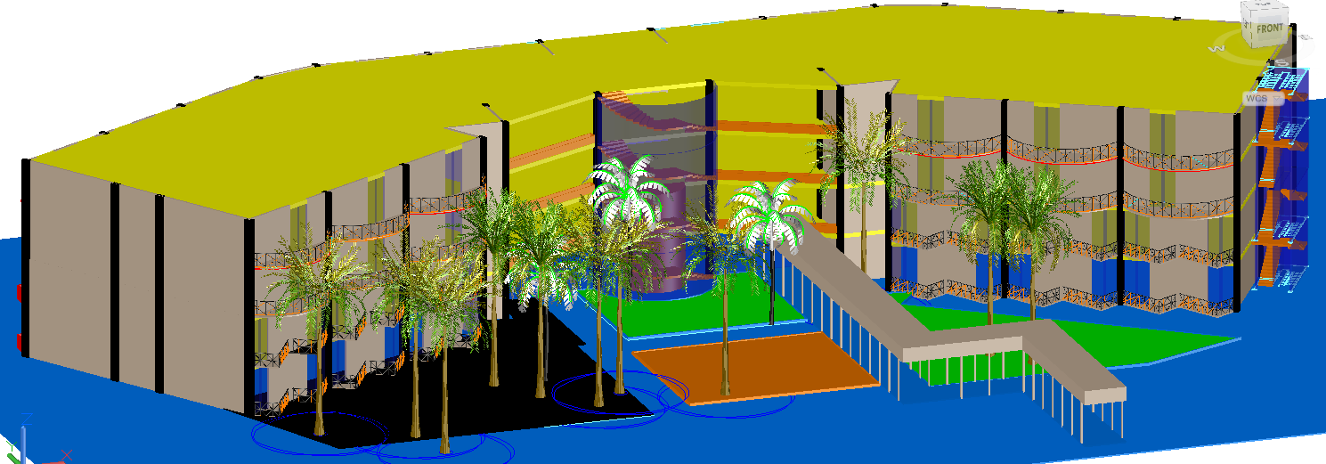 Modern 3D Restaurant Plan in AutoCAD with Landscape and Structure