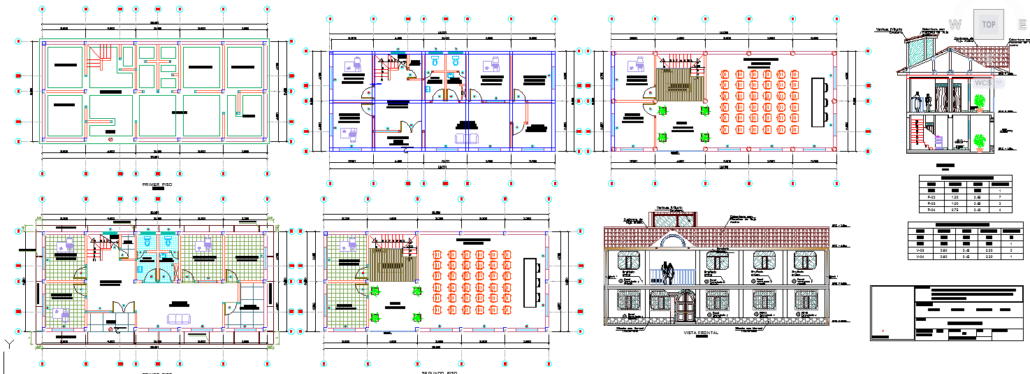 Commercial building design DWG with floor plan and structure layout