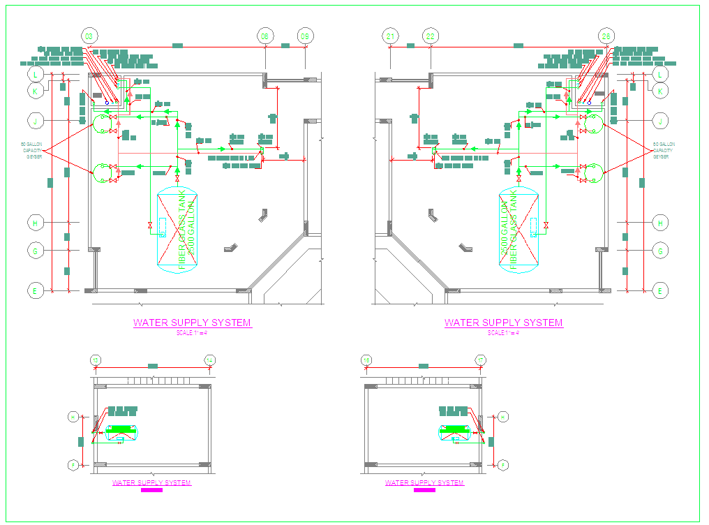 Steel Structure Detail Design with Water Supply System Layout