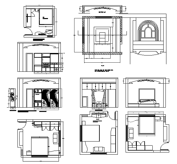 Interior Furniture DWG File with Layout and Elevation Views