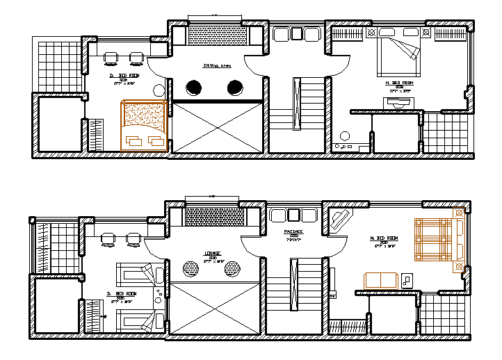 Master Bedroom Detail 2 Bedroom Furniture Floor Plan Drawing