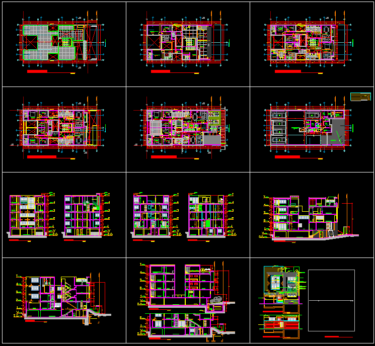 3 BHK Apartment CAD Drawing File with Floor Plans and Elevations