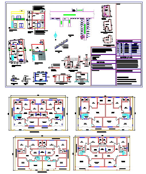 Multi Floor Residential Home AutoCAD DWG with Elevation and Section