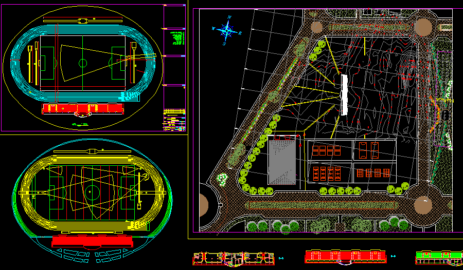 Modern Stadium Design CAD Drawing with Master and Centerline Plan