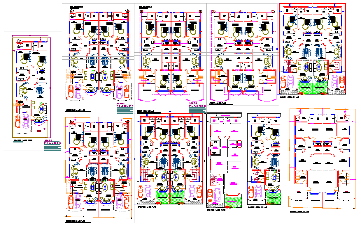 Modern Residential Home AutoCAD DWG Plan with Detailed Floor Layouts