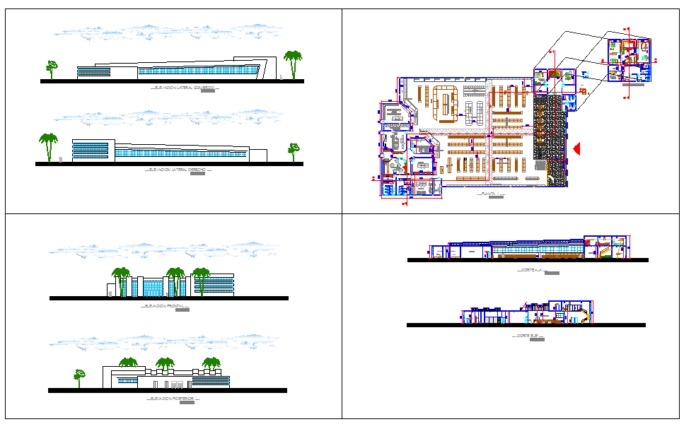 Shopping Centre Architectural Plans with Elevations Floor dimensions