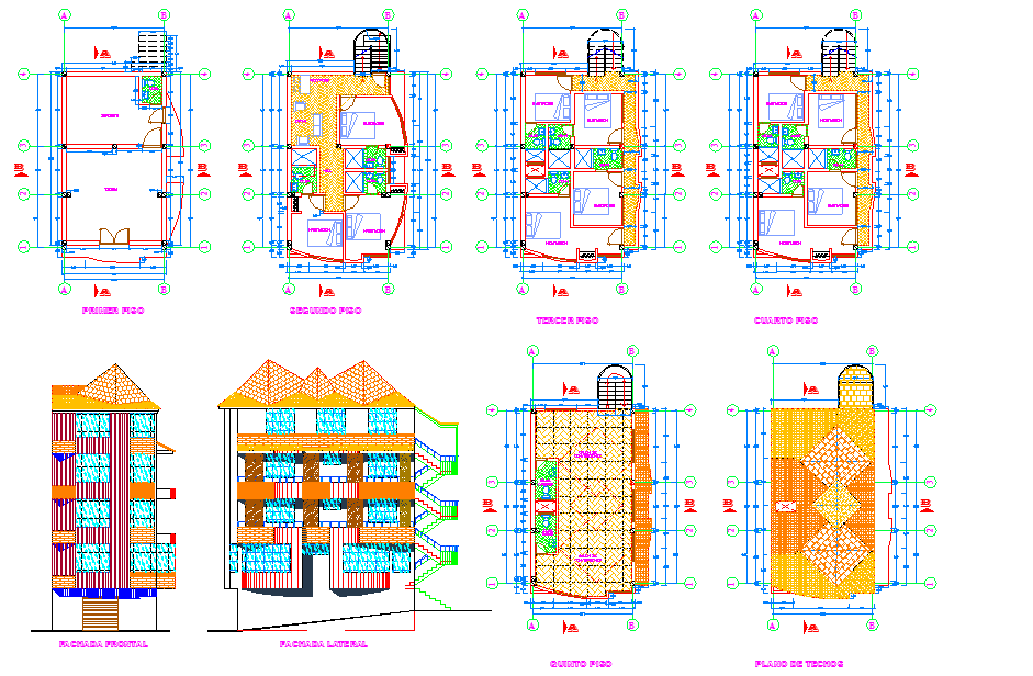 Hotel Type Apartment AutoCAD Design with Floor and Elevation Plan