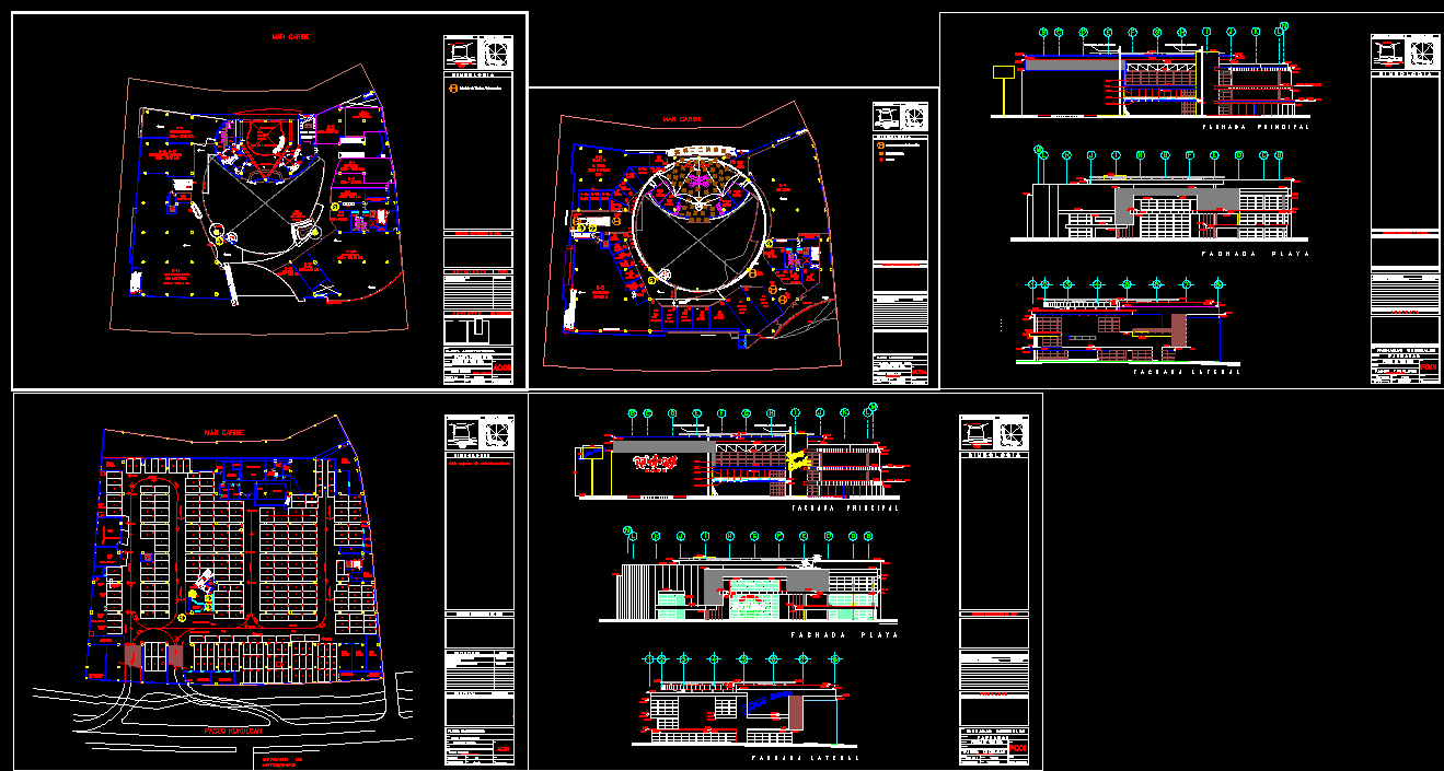 AutoCAD Bar Layout Design DWG File with Plans and Elevations