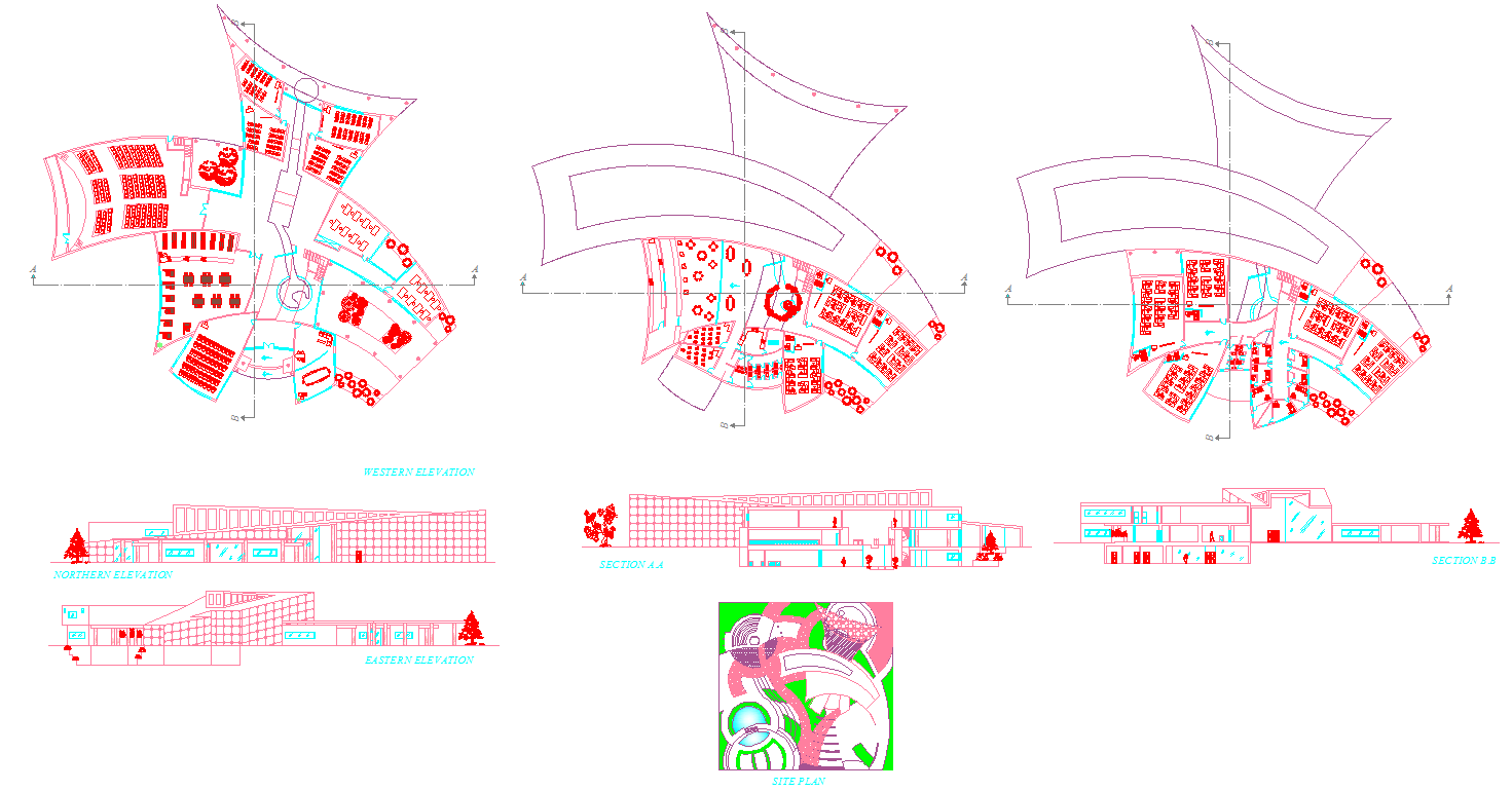 Architecture College Plan DWG with Detailed 55ft Layout Design
