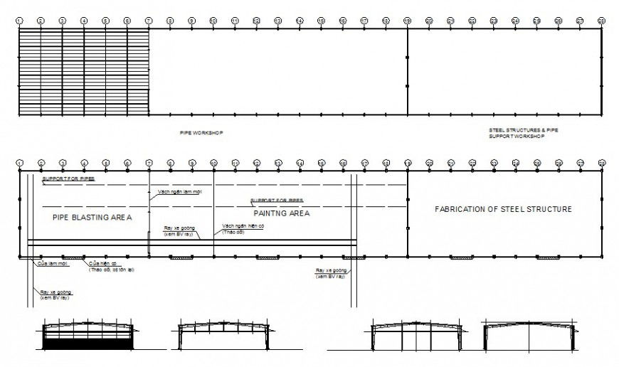 Fabrication work of steel structure drawing in autocad