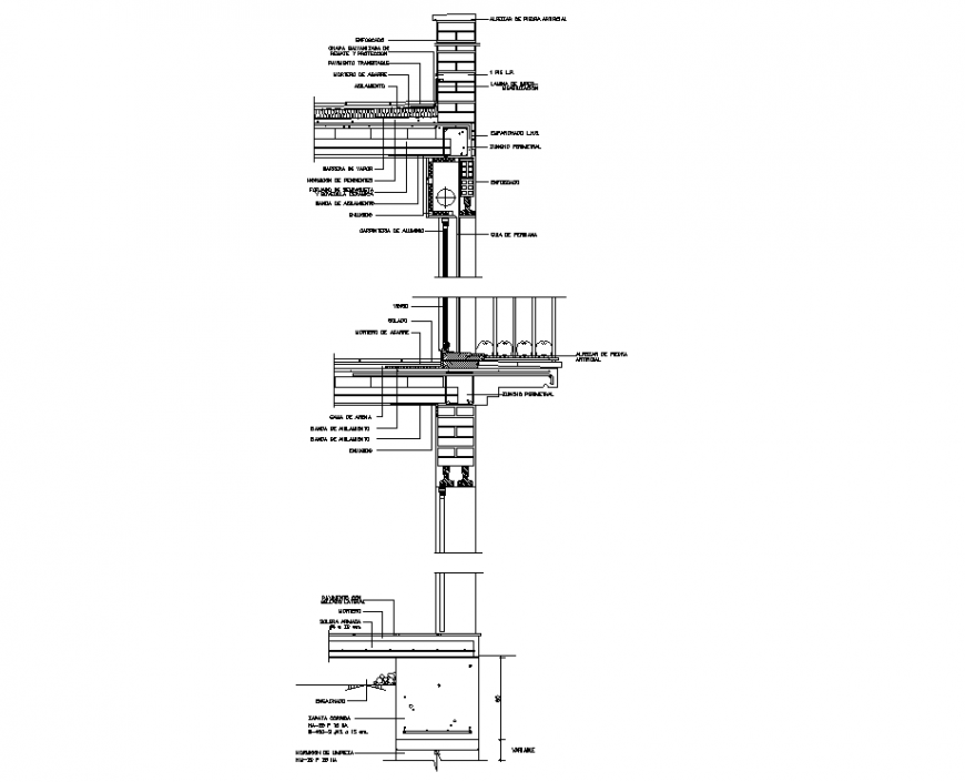 Facade constructive cutting section layout file