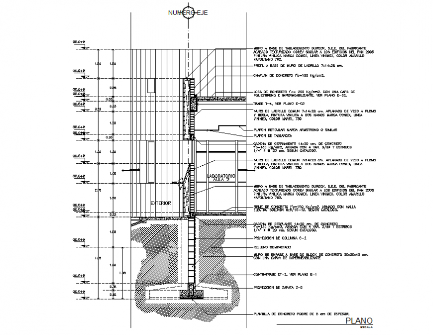 Facade constructive section cad structure details dwg file