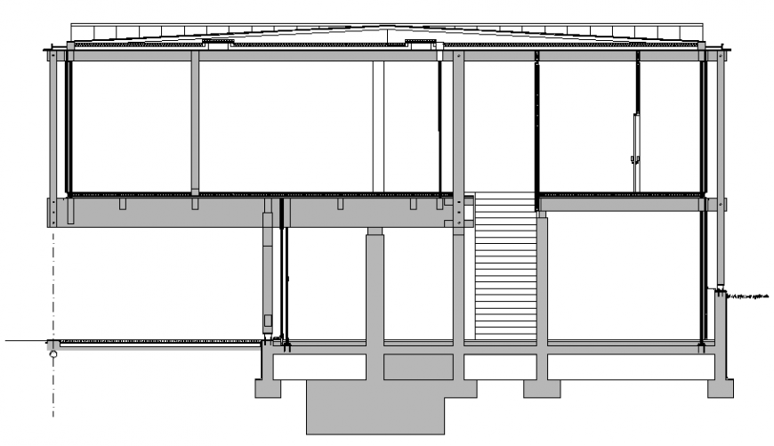 Facade constructive section details of one family house dwg file