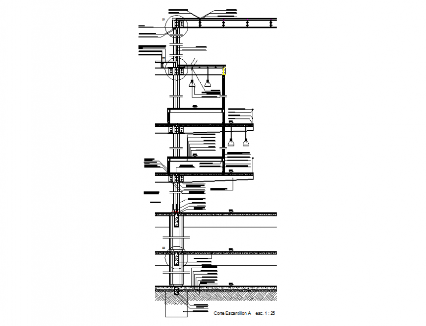 Facade constructive sectional details of office building cad structure details dwg file