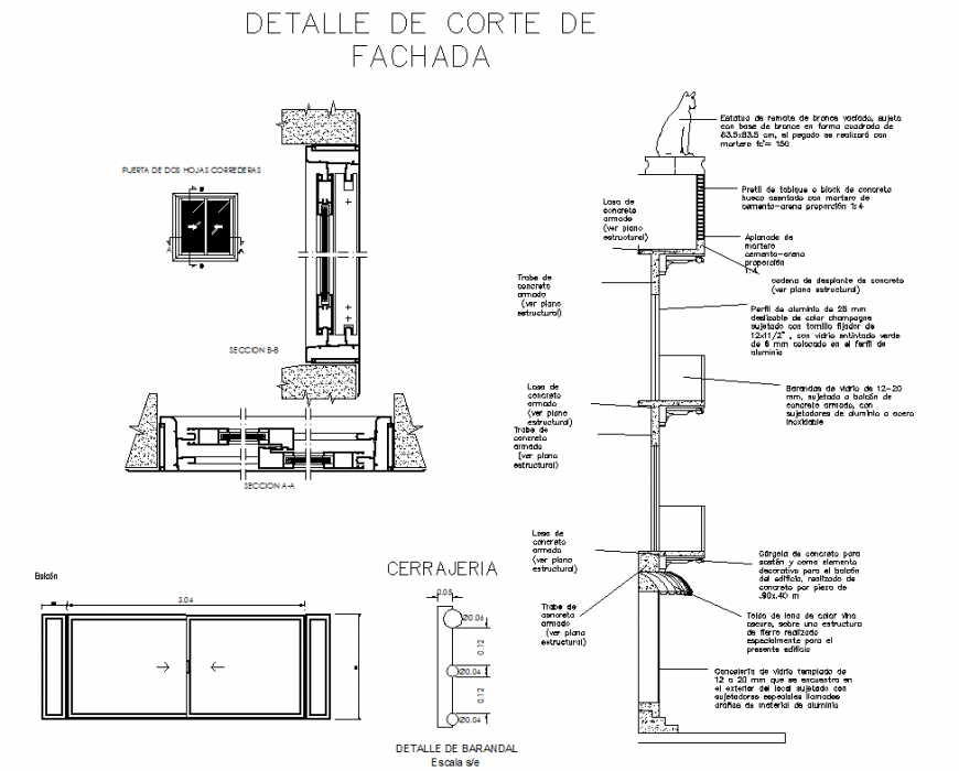 Facade cutting detail dwg file