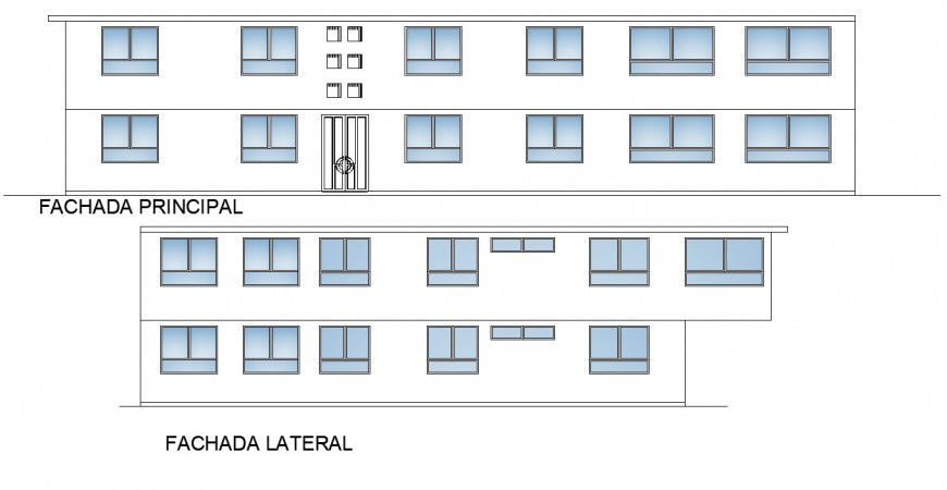 Facade design detail drawing in dwg file.