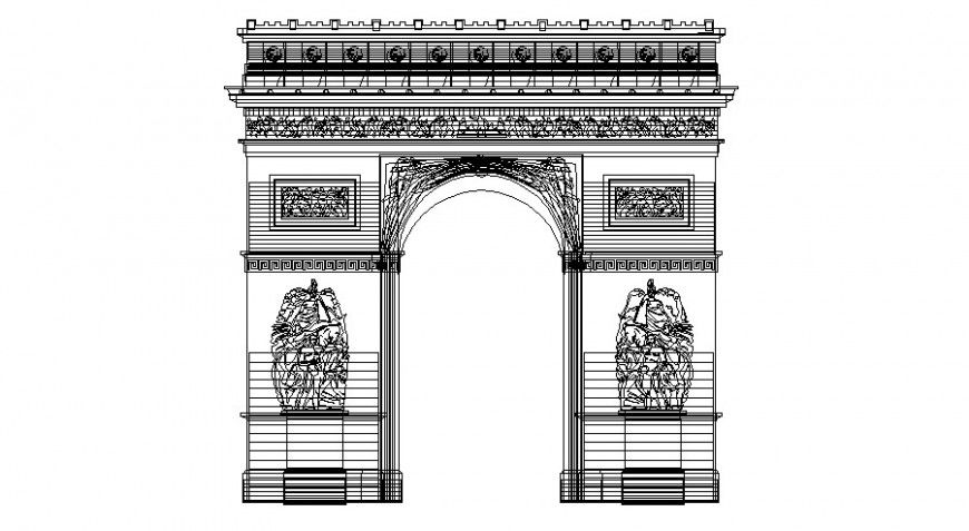 Facade elevation 2d view layput file in autocad format