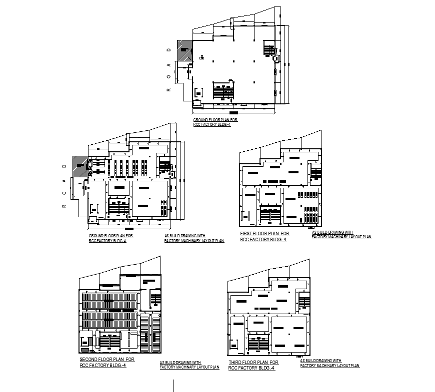 Factory building detail elevation 2d view layout file