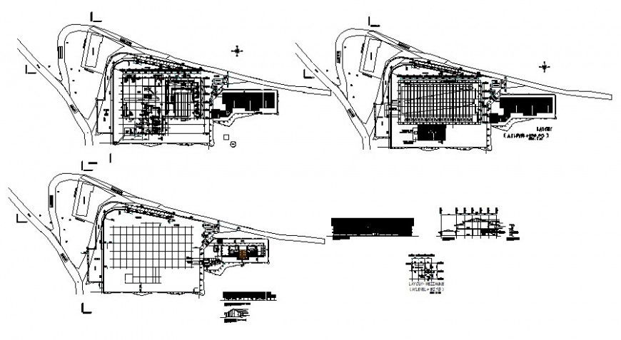 Factory building details work plan drawing in autocad