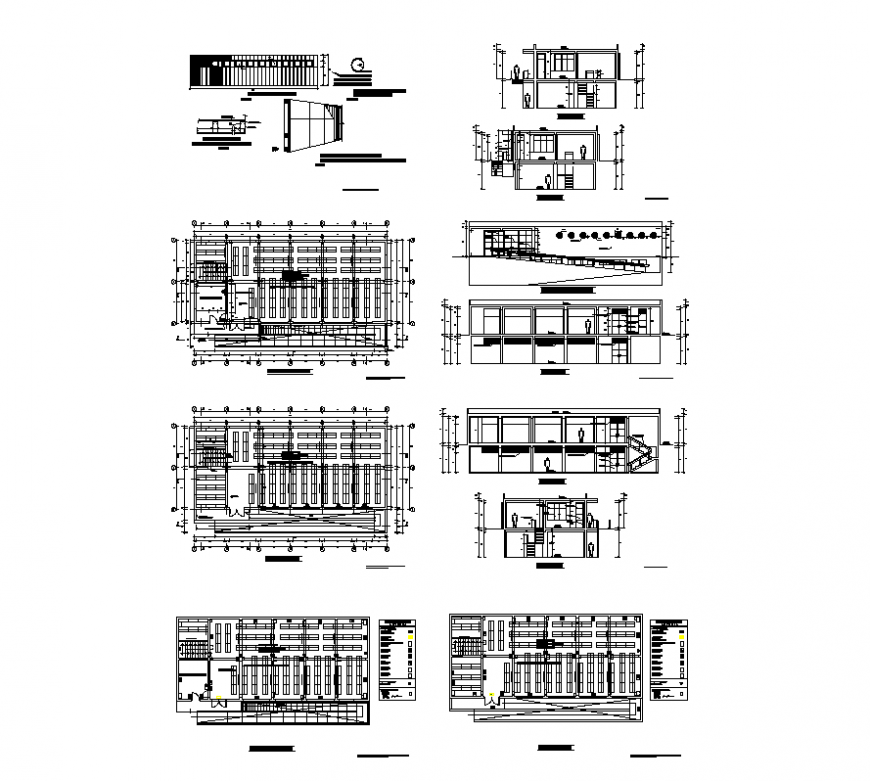 Factory building structure detail plan and section 2d view layout dwg file
