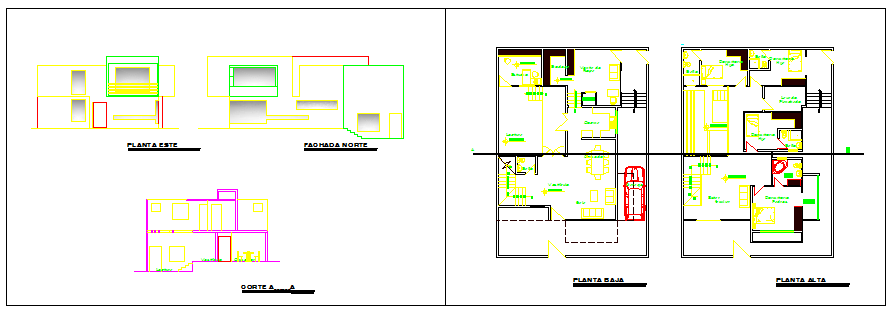 Architectural house design project drawing