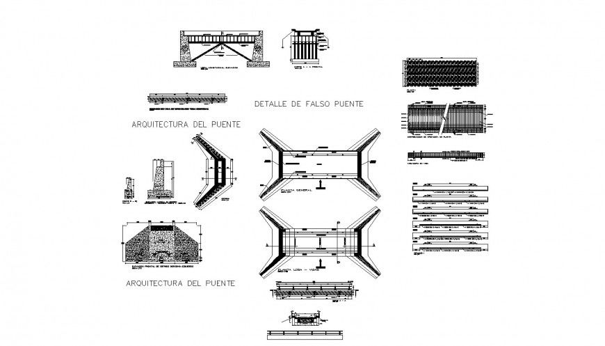 False bridge construction detail drawing in dwg AutoCAD file.