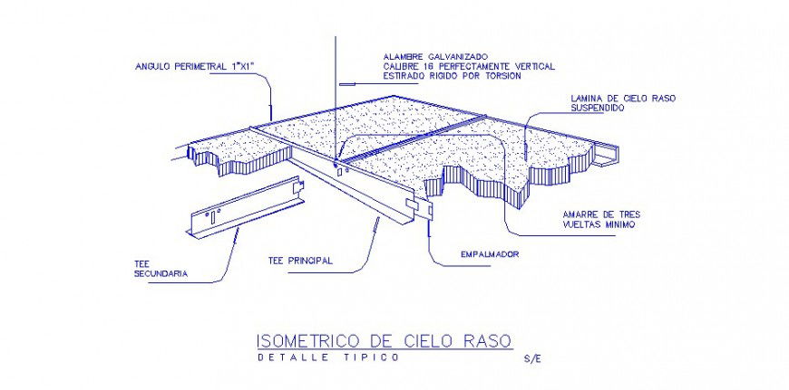 False ceiling constructive section auto-cad drawing details dwg file