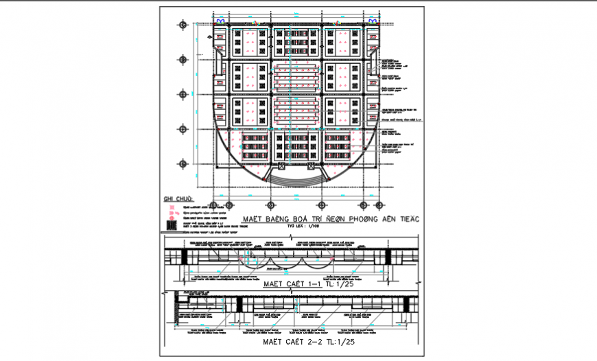 False ceiling design of community center design drawing