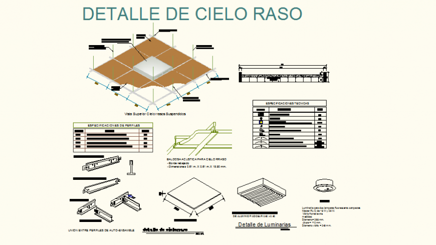 False ceiling detail elevation and plan view autocad file