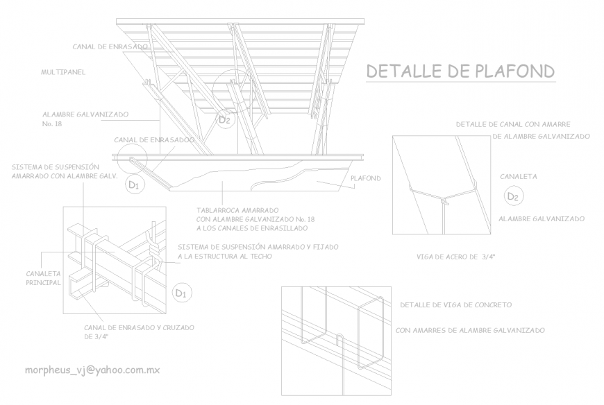 False ceiling joinery detail in dwg file.