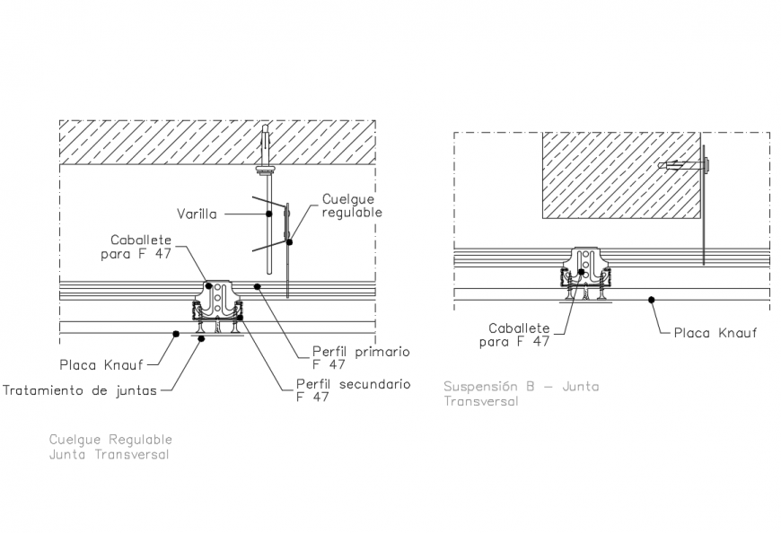 False ceiling knauf construction cad drawing details dwg file