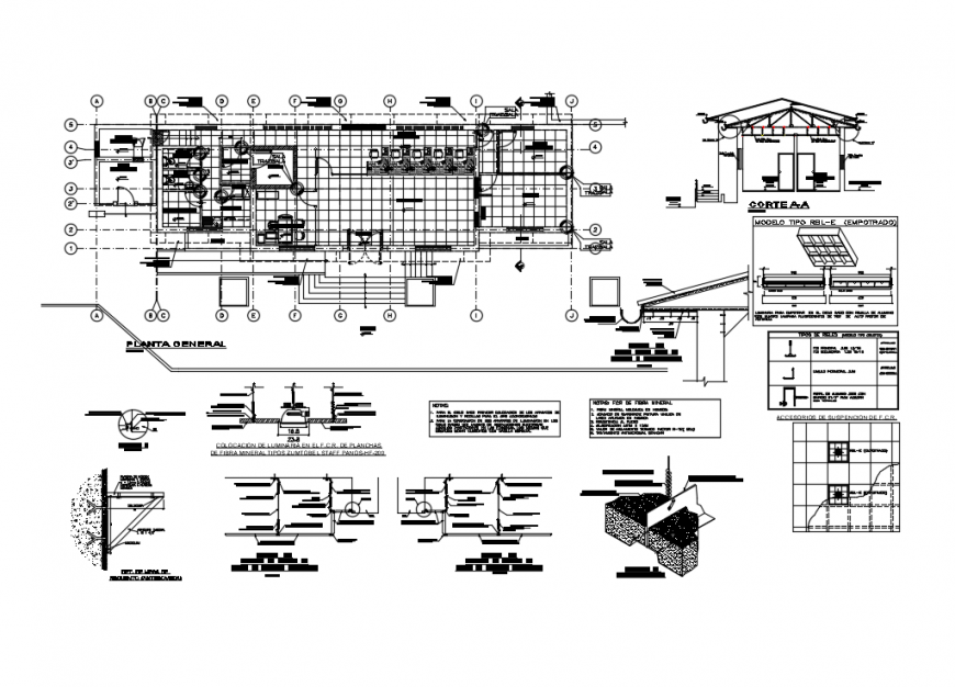 False ceiling of office construction and structure details dwg file